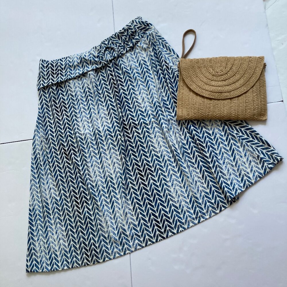Robert Louis Blue White Midi Skirt X Large